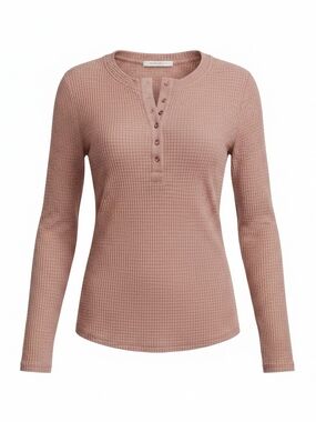 Free People Waffle Henley Top - Dusty Rose
